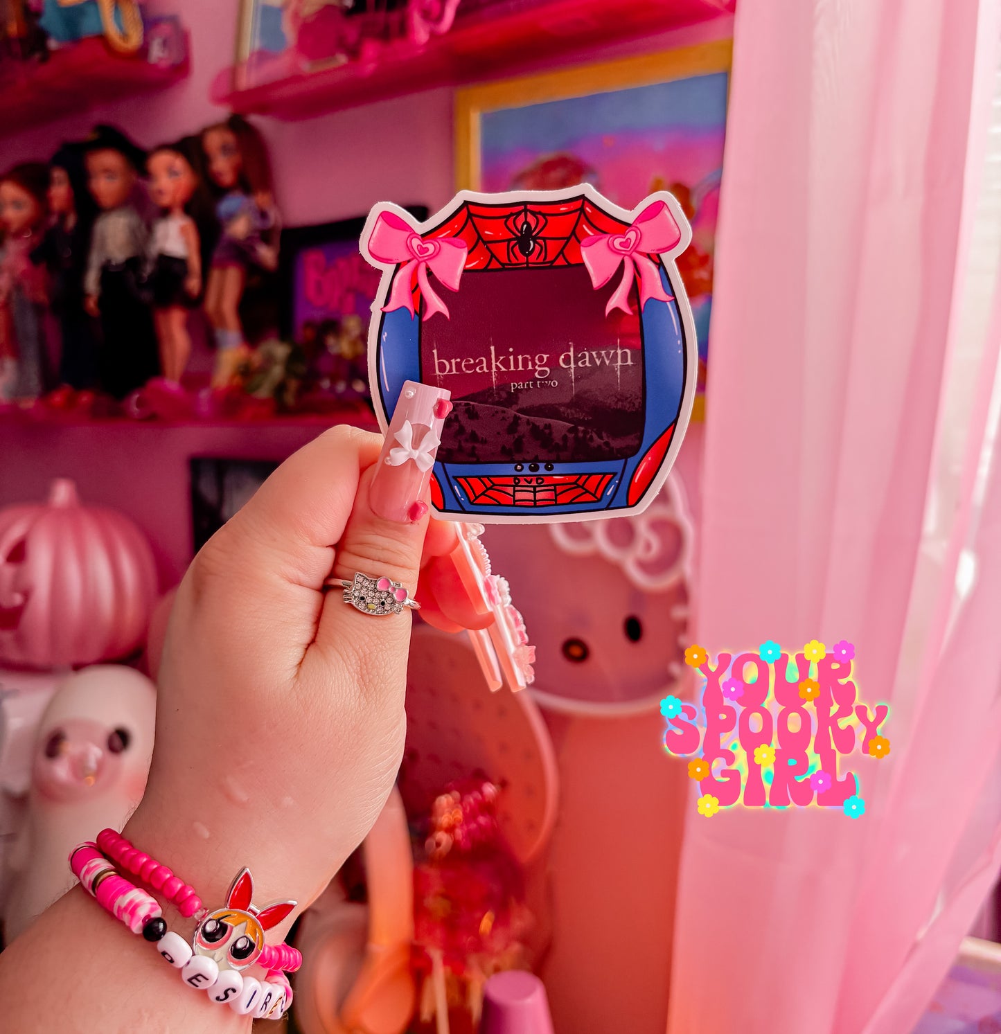 Spider breaking tv sticker